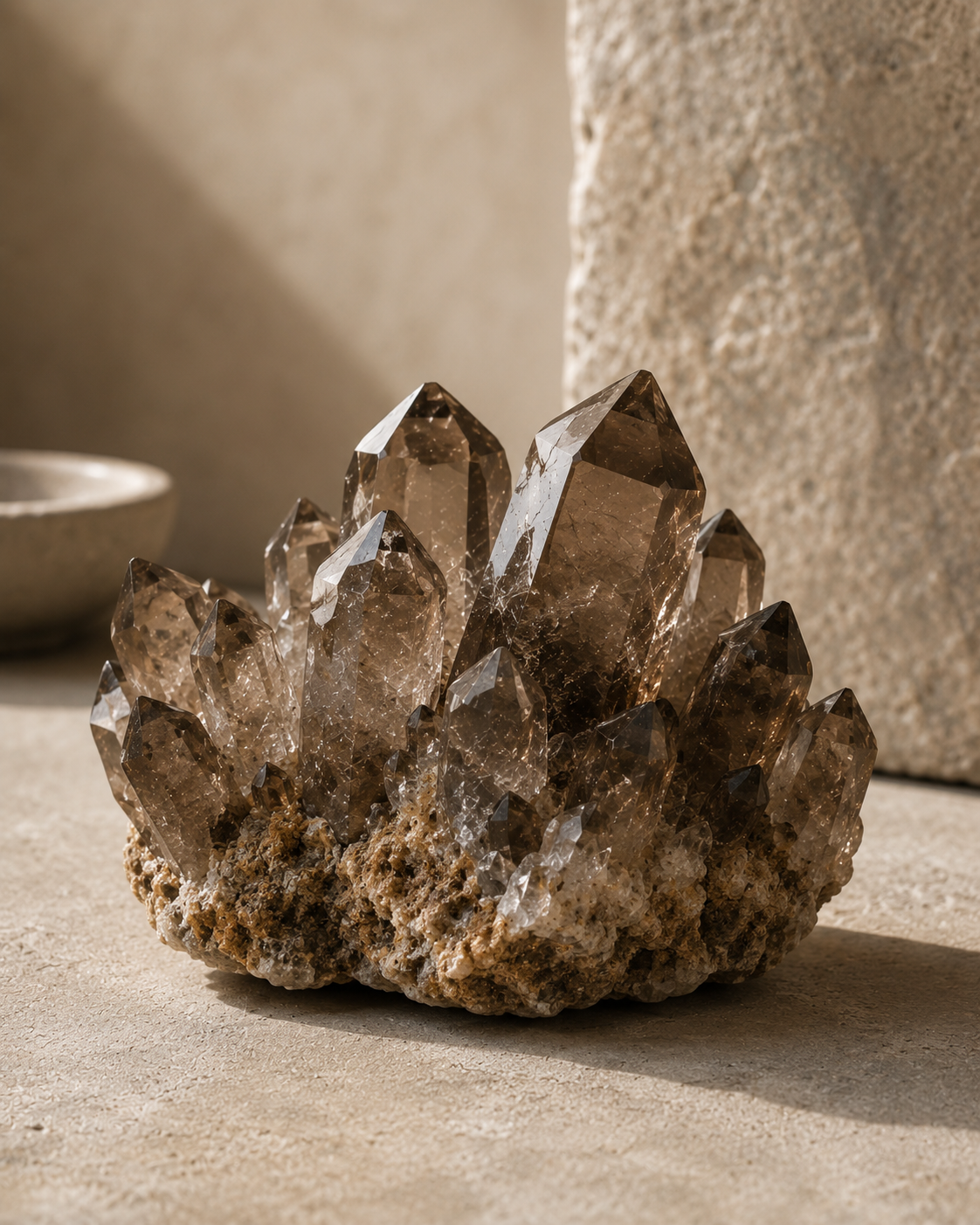 Smoky Quartz Cluster crystal